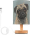 YYZZH Table Lamp Pug Dog Nightstand Lamp with Wood Base Fabric Lamp Shade