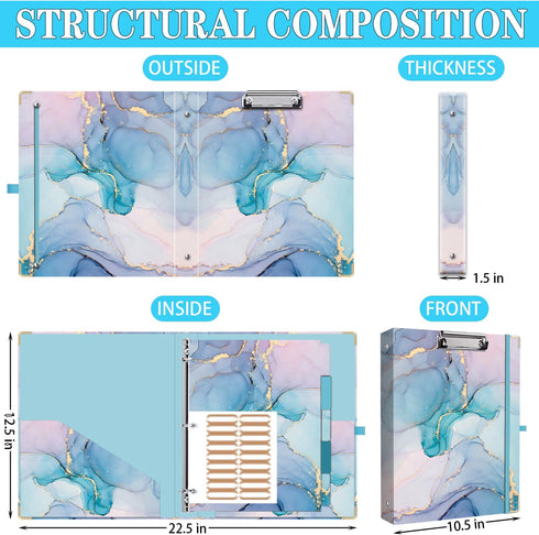 Lateefah 3 Ring Binder, 1 Inch Organizer for Letter Size (8.5'' x 11''), 5-Tab Dividers and Pockets, Cute Portfolio