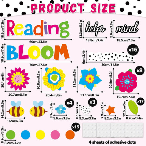 Flower Reading Bulletin Board Decorations Set Classroom Floral Bulletin Board Border Cutouts Reading Helps Your Mind Bloom Bulletin Board Craft School Library Wall Chalkboard Decor Supplies
