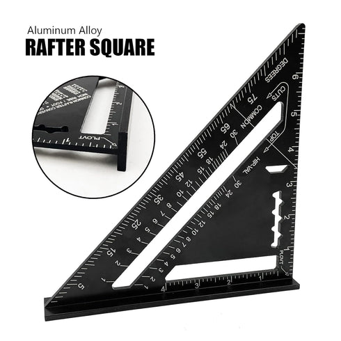 7 inch Rafter Square Aluminum Alloy Triangle Ruler - Double Scale Carpenter Tool for Woodworking and Carpentry