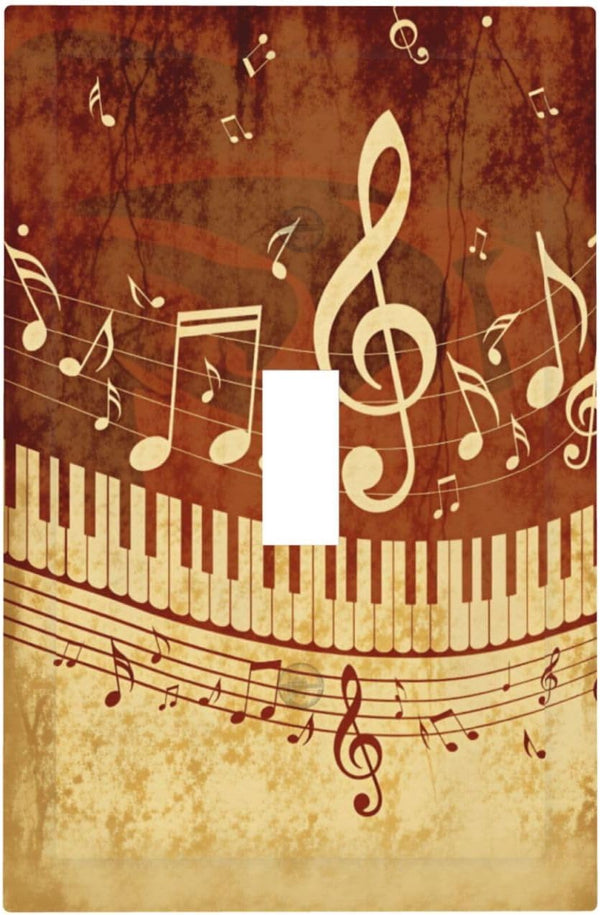 haigof Piano Keys Musical Notes Music Vintage Light Switch Cover Wall Plate 1