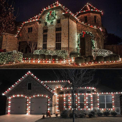 C5 33ft 100 120V Brizled Red & White Christmas Lights, LED Christmas Tree Lights, Connectable UL Certified Faceted Xmas