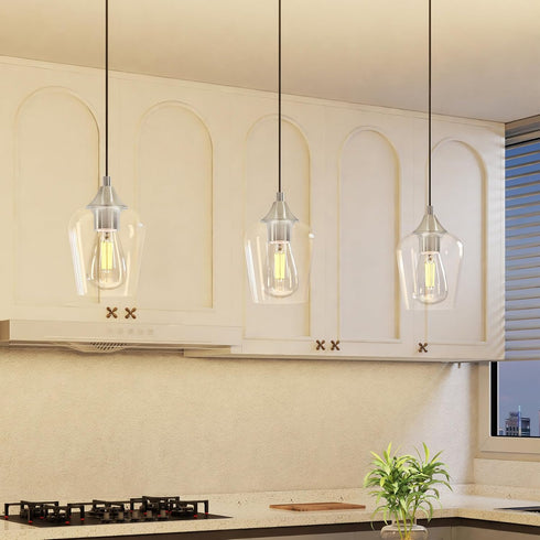 VONLUCE Pendant Lights Kitchen Island, Brushed Nickel Pendant Lighting for Kitchen Island with Hanging Cord for Bedroom