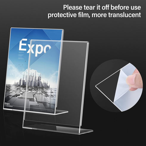 8.5 11, (6 Pack) Relx Acrylic Sign Holder x Acrylic Display Stand for Display, Slant Back Clear Frames Plastic Sign
