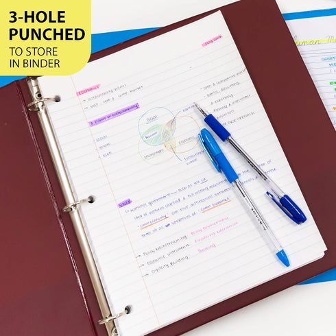 BAZIC 100 Sheet Filler Paper, College Ruled, 3 Hole Punched, 1-Pack for Office School Student Writing