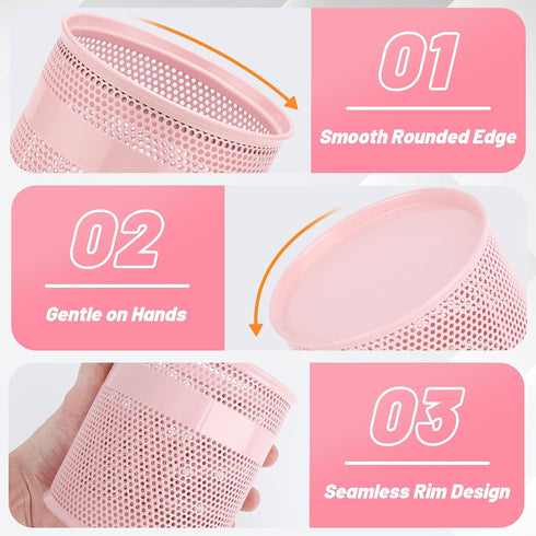 6 Pack 3.9 4.2 inch Set Segarty Pencil Holder, Pink Pen Holder for Desk, x Large Mesh Round Pen Cup Container Desktop