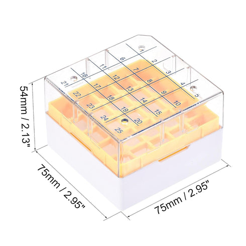 uxcell Centrifuge Tube Freezer Storage Box 25 Places Waterproof Polypropylene Cryogenic Holder Rack for 1.8/2ml Microcentrifuge Tubes Vials Samples, Yellow