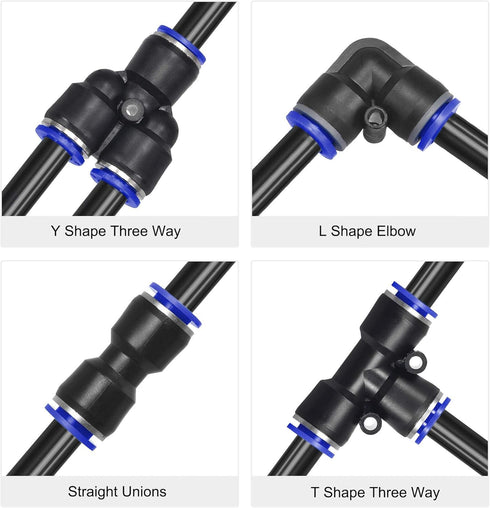 uxcell Pneumatic Air Hose Tubing, 4mm(5/32'') ID x 6mm(1/4'') OD, 10m/32.8Ft Pipe Black with Connect Fitting Kit