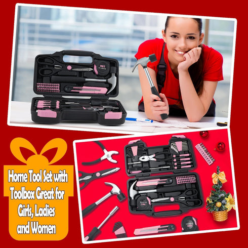 58 Set, Toolbox MARTCOLOR Piece Household Tool General Household Hand Tool Kit with Plastic Storage Case, All Purpose