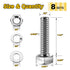 Hex Head Stainless Steel Bolts and Nuts (8 Sets) 3/8-16x1-1/4" with Flat & Lock Washers, 304 Stainless Steel 18-8