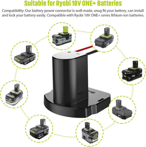 Power Wheel Adapter with Fuse & Switch - Secure Battery Adapter for Ryobi 18V ONE+ Lithium Battery