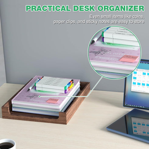Wooden Letter Tray, Natural Pine Wood Desktop Organizer, Multi-Functional Storage for Office Kitchen, Stackable