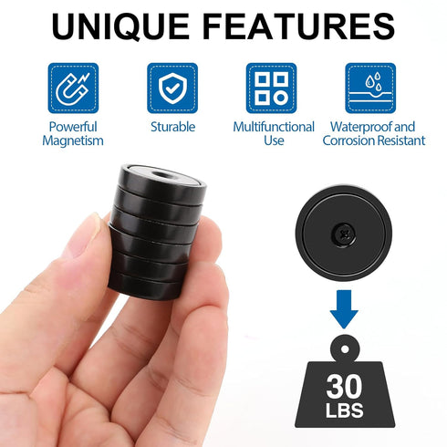 LOVIMAG 30LBS Waterproof Rare Earth Magnets, Black 24Pack Neodymium Magnets with Countersunk Hole and Screws