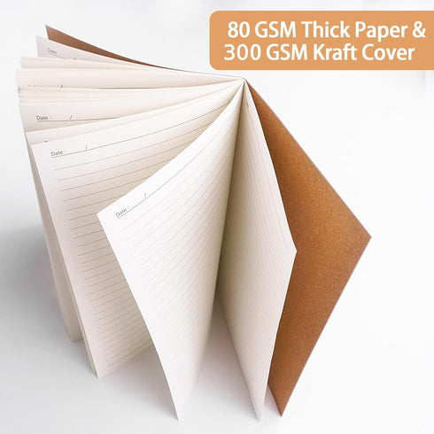 Gwybkq A5 Lined Kraft Composition Notebooks Bulk 40 Pcs (5.5x8.3) College Ruled with Rainbow Spine, 60 Pages