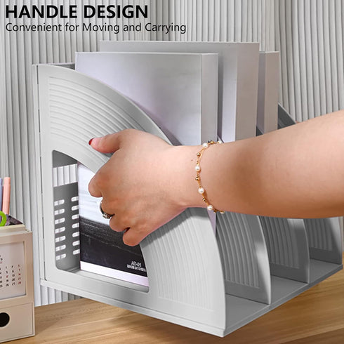 SAYEEC Magazine File Holder, 3 Compartment Desktop Organizer for Notebooks and Documents, Gray