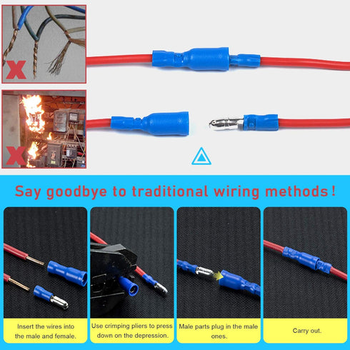 Hilitchi 440Pcs 22-16/16-14/12-10 Gauge Electrical Insulated Ring Bullet Butt Spade Fork Splice Crimp Wire Terminals