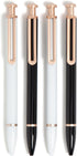 U Brands Monterey Ballpoint Pens Set of 4, Black and White with Rose Gold Details, Bold Point