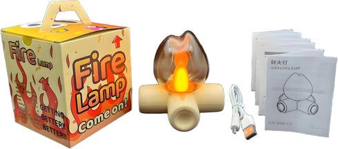 Jidofree Campfire Lamp, LED Flame Effect Table Lamp, Warm Atmosphere Night Light for Bedroom Bedside, Living Room, Bar