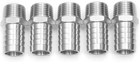 LTWFITTING Bar Production Stainless Steel 316 Barb Fitting Coupler/Connector 3/4" Hose ID x 1/2" Male NPT (Pack of 5)