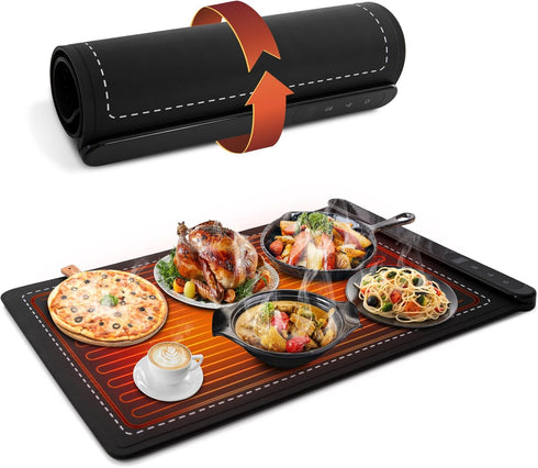Warming Mat for Food, Portable Electric Warming Tray with 6 Tempmaster Adjustable,