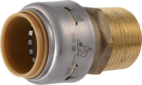 SharkBite Max 3/4 Inch MNPT Adapter, Push to Connect Brass Plumbing Fitting for PEX Pipe