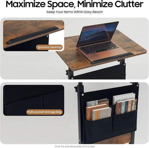 Jiabailie 24 Adjustable Height Mobile Standing Desk,Rolling Computer Stand,Computer Workstation,Portable Laptop