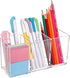 Clear Acrylic 3 Compartment Pencil Pen Holder, Cute Office School Pen Organizers, Makeup Storage Supplies, Pen Cup