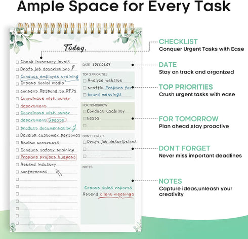 To Do List Pad - To Do List Notebook for Work with 52 Sheets, Undated Daily Planner Perfect for Daily Tasks and Goal Setting, To Do List Notepad Suitable for Office, Home and School-Nature by Taja