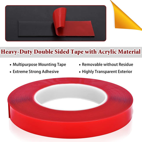 MYFAMIREA Heavy Duty Double Sided Tape, Acrylic Adhesive Foam for Picture Hanging, 0.2 Inch (33Ft x 3 Roll)