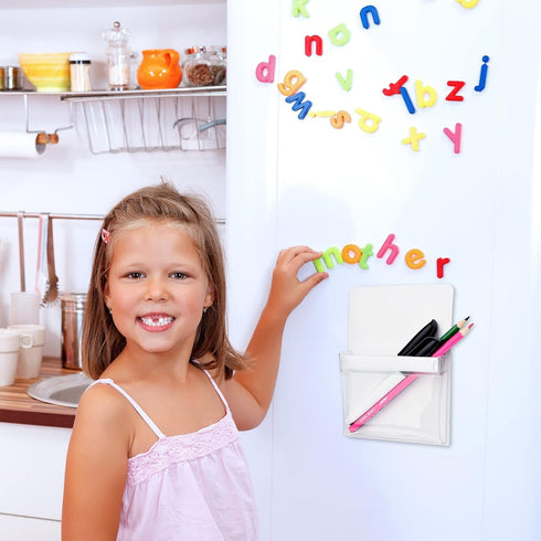TecUnite 2 Pieces Plastic Cup Magnetic Pencil Holders for Refrigerator, Whiteboard, Markers, Locker Accessories