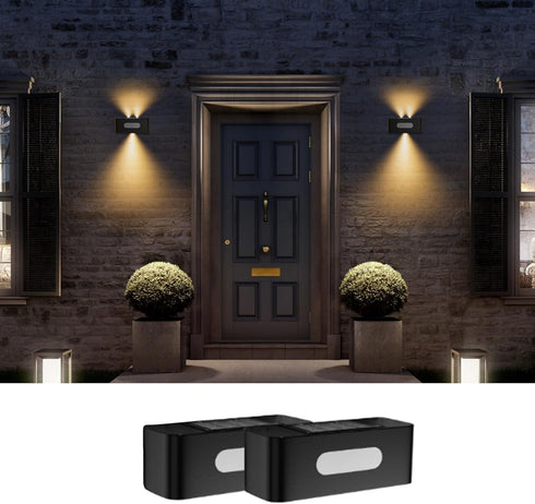 Solar Fence Lights 2 Pack, Solar Wall Lights Waterproof Outdoor Up and