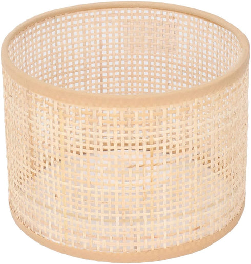 E27 E14 Rattan Lamp Shade Replacement Chandelier Handmade Dust Proof Lamp Covers Vintage Hanging Table Floor Light