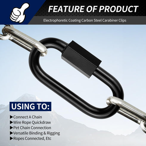 1.46" Chain Quick Links, 10 Pcs 1/8" Marine Grade Screw Chain Links, Large Opening Chain Connector with 175 Lbs Capacity