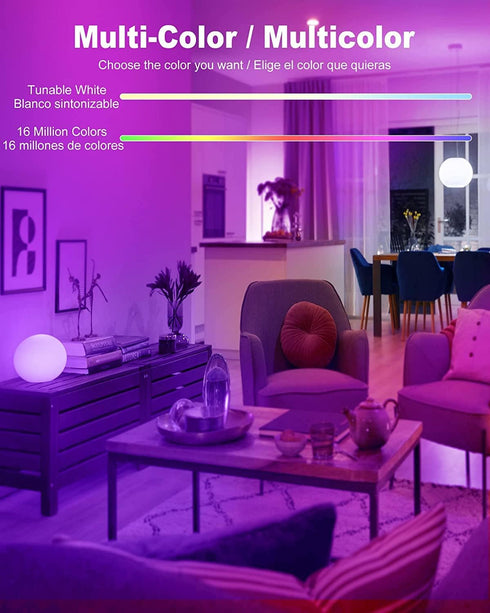 Bulbs, Bulbs 2.4GHz E26 A19, 120V, 4 Pack OHLUX Smart Light Color Changing LED for Alexa and Google Assistant, WiFi