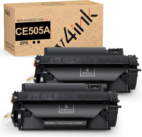 v4ink 2PK Compatible Toner Cartridge Replacement for HP 05A CE505A for P2035 P2055 Pro 400 Printers