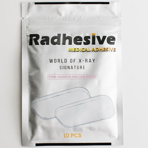 RADHESIVE 10PCS X-Ray Marker Adhesive Strips with Pink Marker Holder, Heavy Duty & Washable Medical Strips