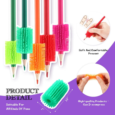 Chivao 25 Pcs Squishy Pencil Soft Grip for Kids Handwriting Grips for Pencils Colorful Cushioned for Adults Kids