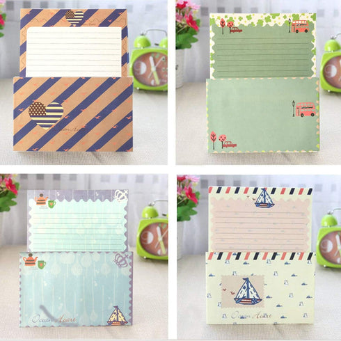 SCStyle 48Pcs Stationery Set, 32 Cute Kawaii Design Writing Paper with 16 pcs Envelopes