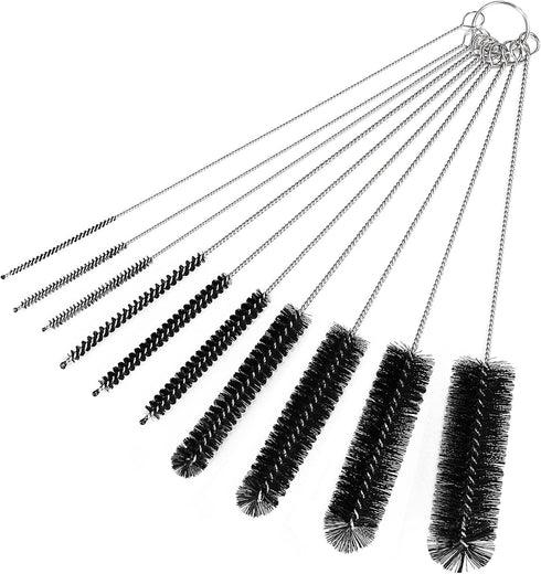 CiaraQ Bottle Cleaning Brushes, 9.8 Inch Nylon Tube Brush Set, Cleaner for Narrow Neck Bottles Cups with Hook, Set of