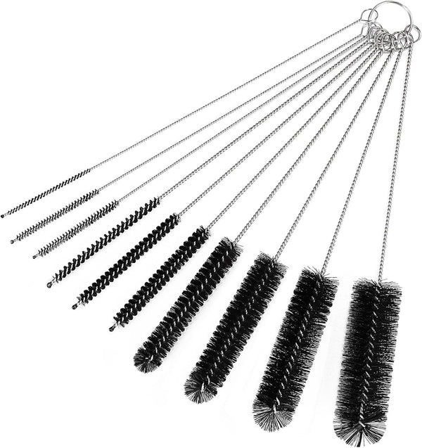 CiaraQ Bottle Cleaning Brushes, 9.8 Inch Nylon Tube Brush Set, Cleaner for Narrow Neck Bottles Cups with Hook, Set of