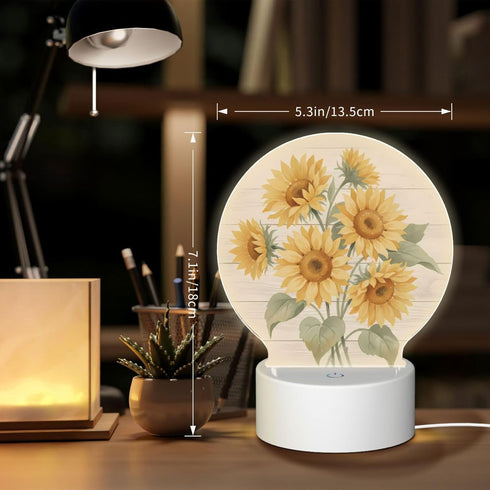 Vaelthyroewao Dimmable 3 LED Night Light Plug into Sunflower Bouquet Vintage Style Bedside Lamp Table Light for Home