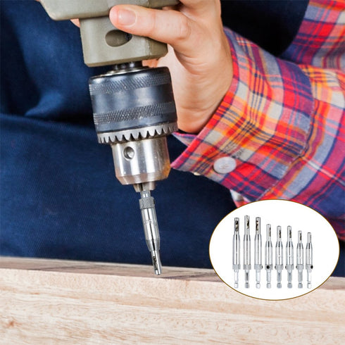 AFUNTA 8 pcs Center Drill Bit Sets with Automatic Center Punch, Self Centering Hinge Tapper for Woodworking