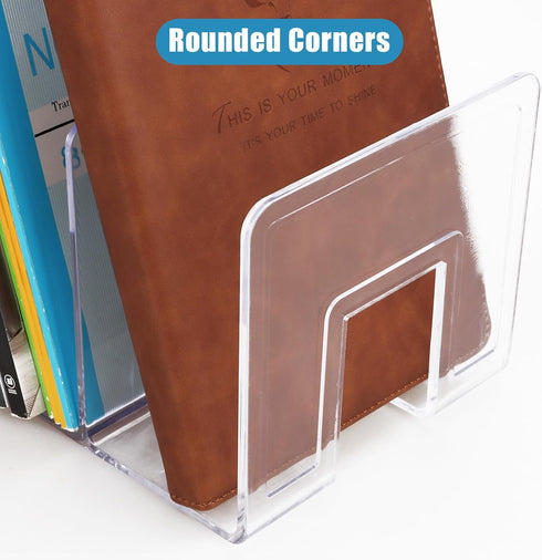 LOEQIAN 4 Pack Clear Acrylic Desk File Sorter, Purse Organizer Clutch Divider, Mesh Folder Office Supplies Stand, 4