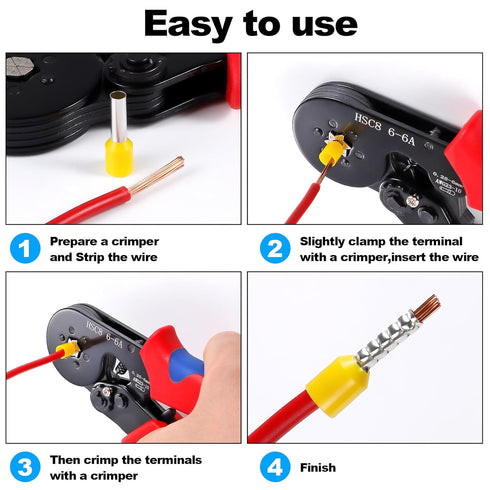 2100 22/0.4mm- 10/6.0mm XHF PCS AWG AWG Wire Ferrules Kit Insulated Copper Crimp Connectors, Crimp Pin Cord End