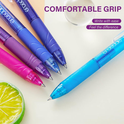 ParKoo 20 Colors Retractable Erasable Gel Pens, Fine Point 0.7 mm, Comfort Grip for Drawing, Writing, Planners