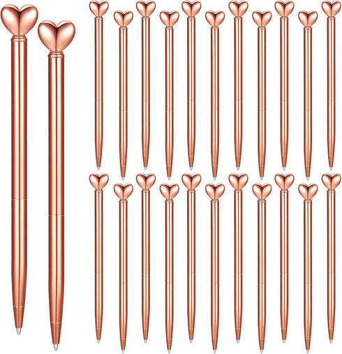 Thenshop 24 Pcs Heart Shaped Pens, 1.0 mm Black Ink, Cute Retractable Decorative Pens for Engagement Gifts