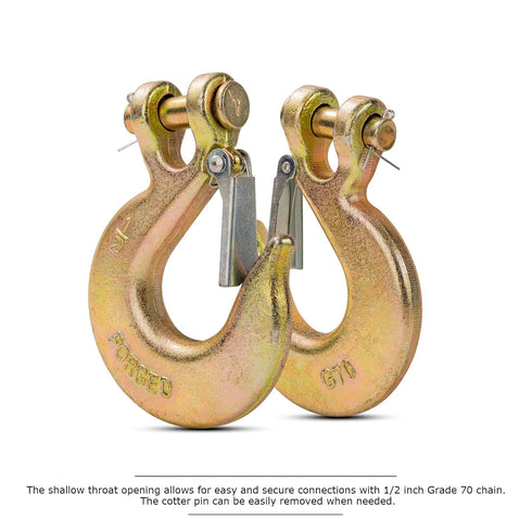 4 Pack Heavy Duty 1/2" Clevis Slip Hook with Safety Latch, 48000Lbs Capacity for Transport Chain, Winch, Tow Hook