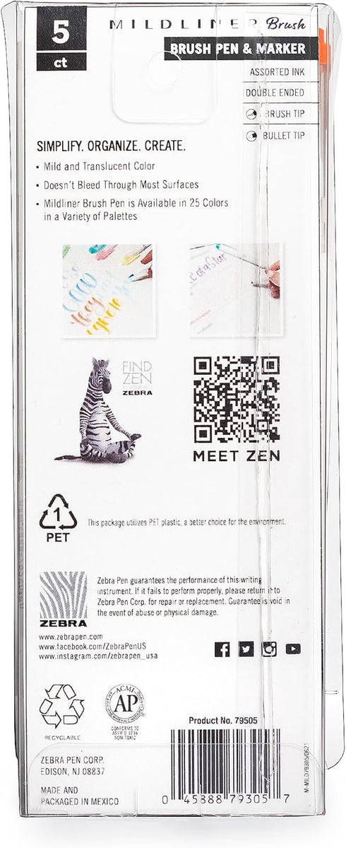 Zebra Pen Zebra Brush DBL END, Assorted Friendly Colors
