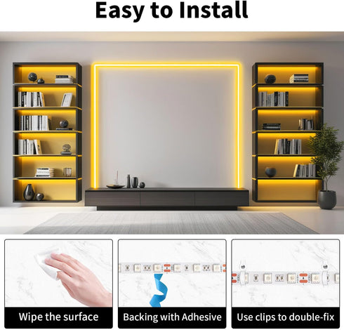 12V 16.4ft/5m 300 5050 iNextStation LED Strip Light Yellow LED Light Strip Flexible LED Strip Lights Cuttable LEDs Tape