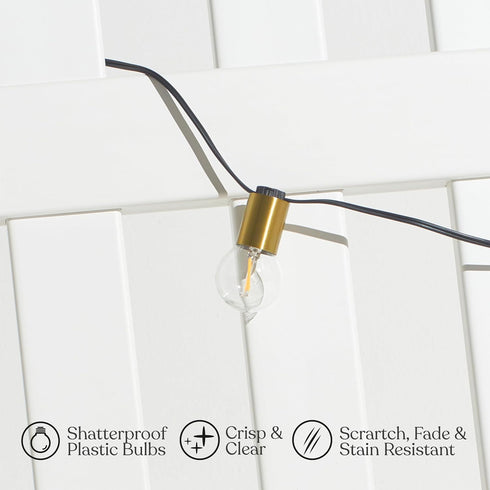 26 Commercial Brightech Glow LED String Lights - Ft Grade Patio Lights with Brass Accents - Outdoor Waterproof Globe